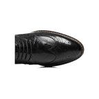 VERTĀRO A22 Black brogue shoe toe detail