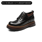 A23 black lace-up platform shoe, three-quarter view
