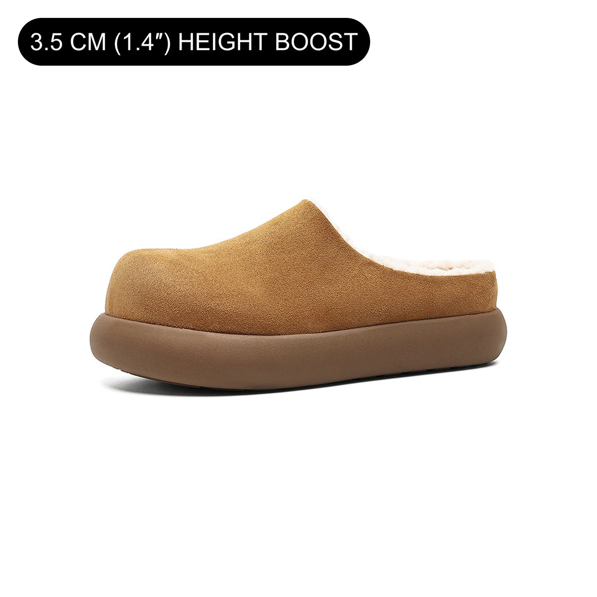 Elwood Brown lined platform clogs — 3.5 cm (1.4 in) height boost