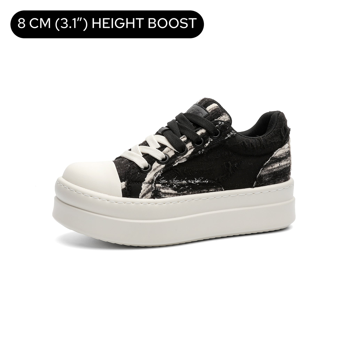 VERTARO A20 Black platform sneakers, three-quarter view