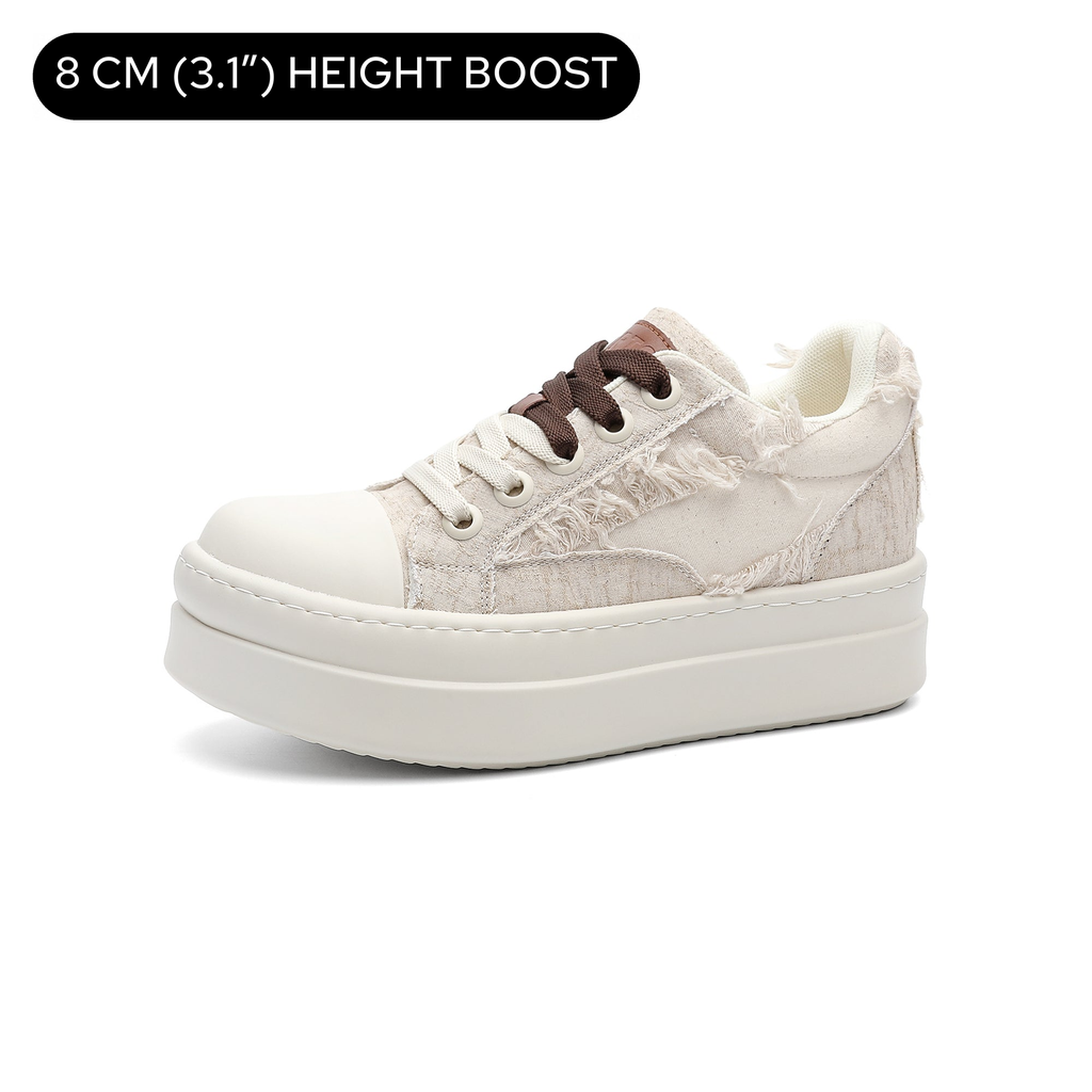 VERTARO A20 Cream platform sneakers, three-quarter view